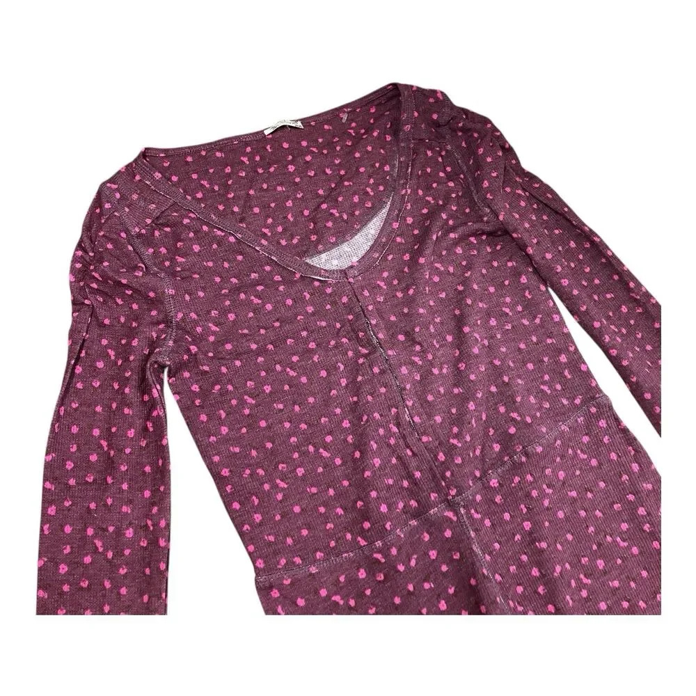 Free People Purple Thermal‎ Long Johns Sleepwear One Piece Pajama